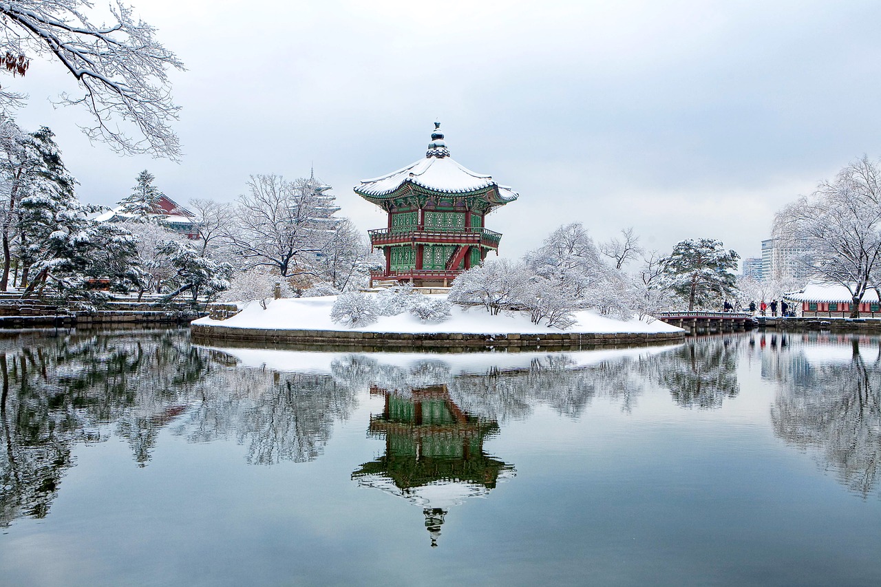 gyeongbok palace towards the garden snow free photo