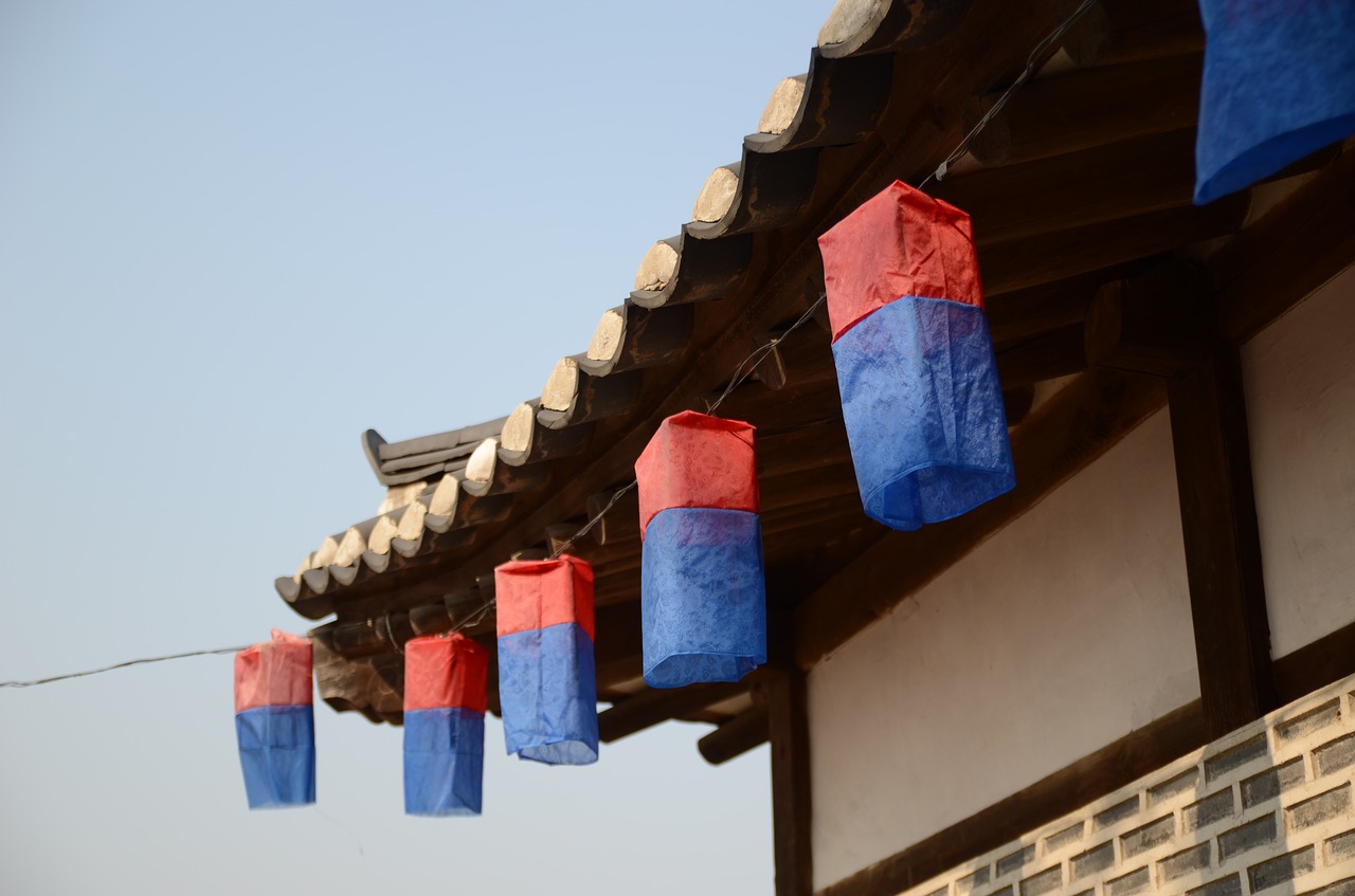 gyeongbok palace namsan hanok village angel lanterns free photo
