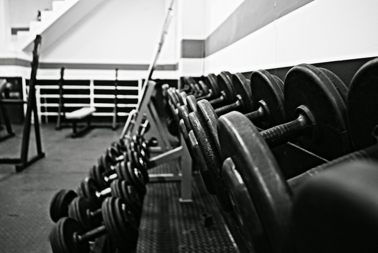 gym academy dumbbells free photo