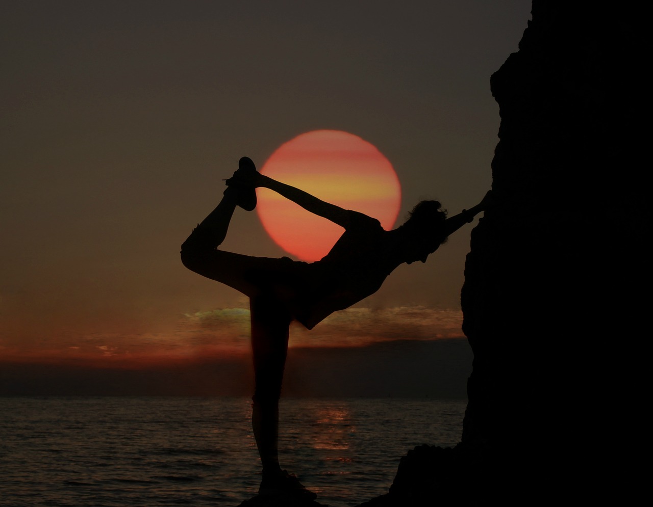 gymnast  sunset  silhouette free photo