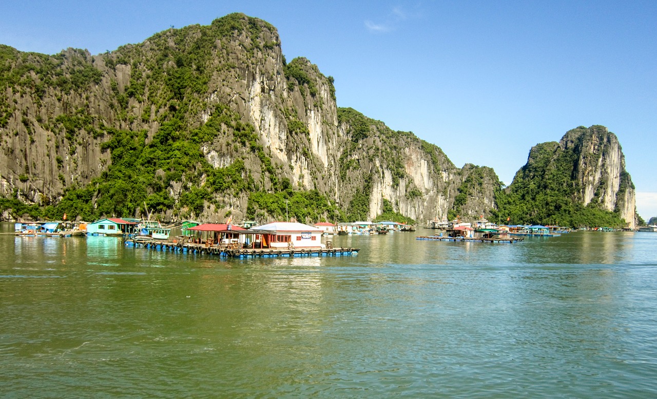 ha long bay  vietnam  fishing village free photo