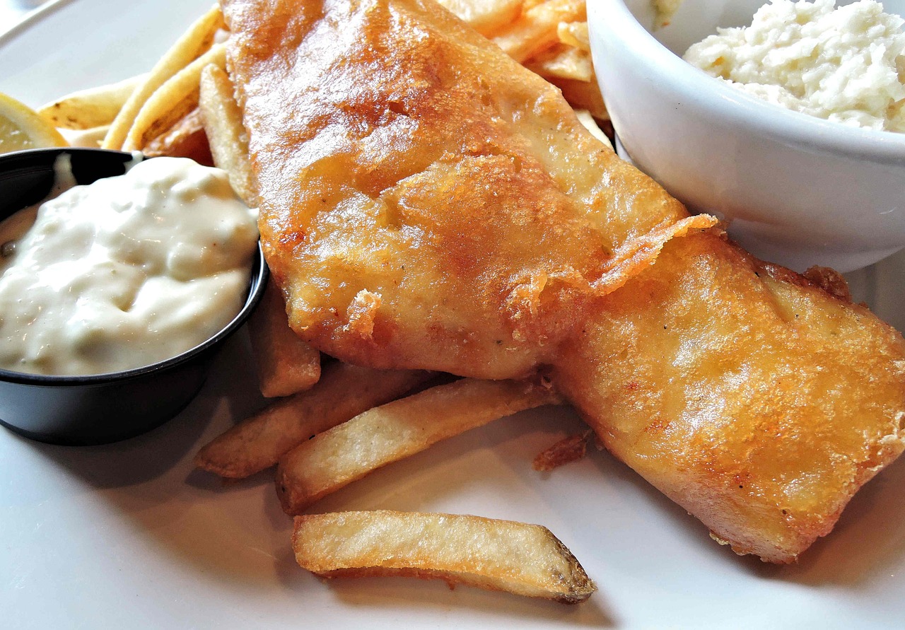 haddock light batter coleslaw free photo