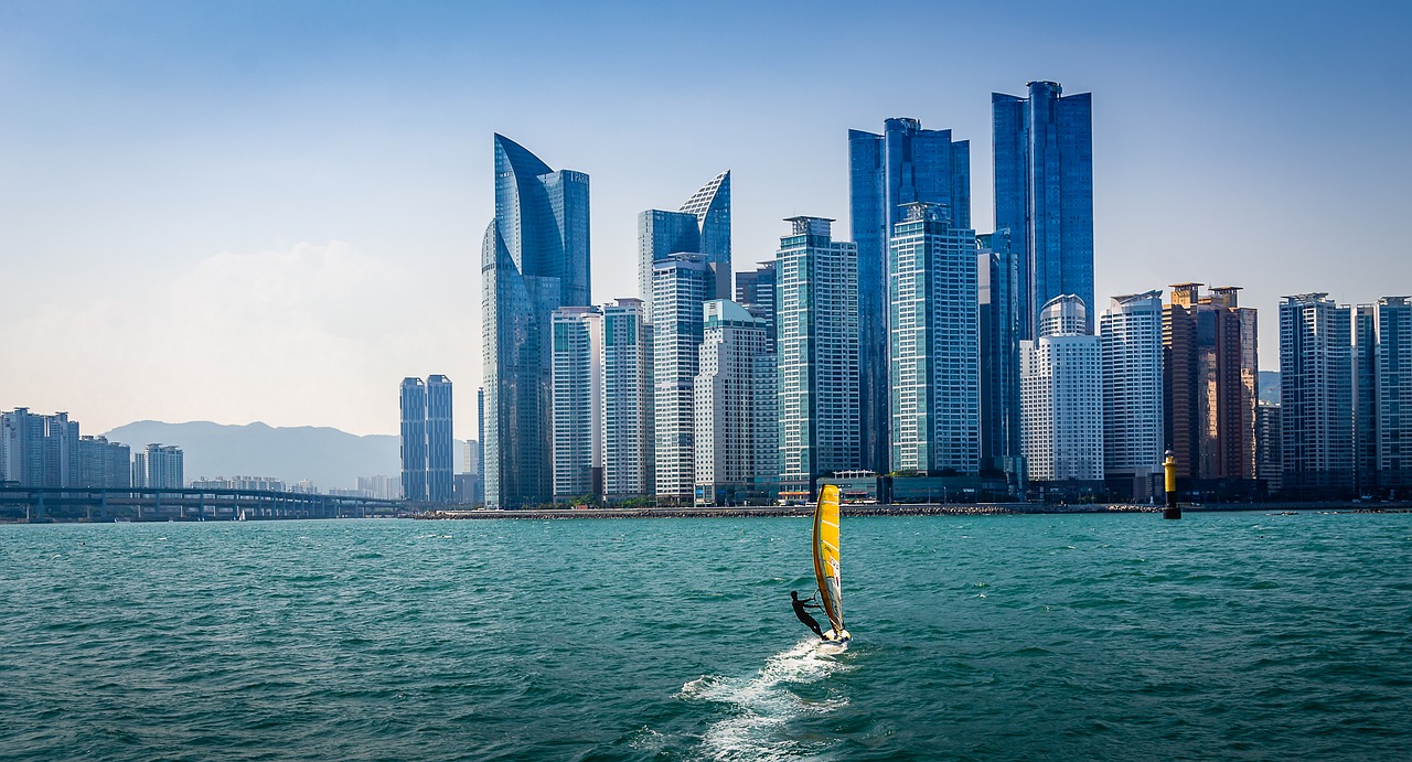 haeundae beach  yacht  sea free photo