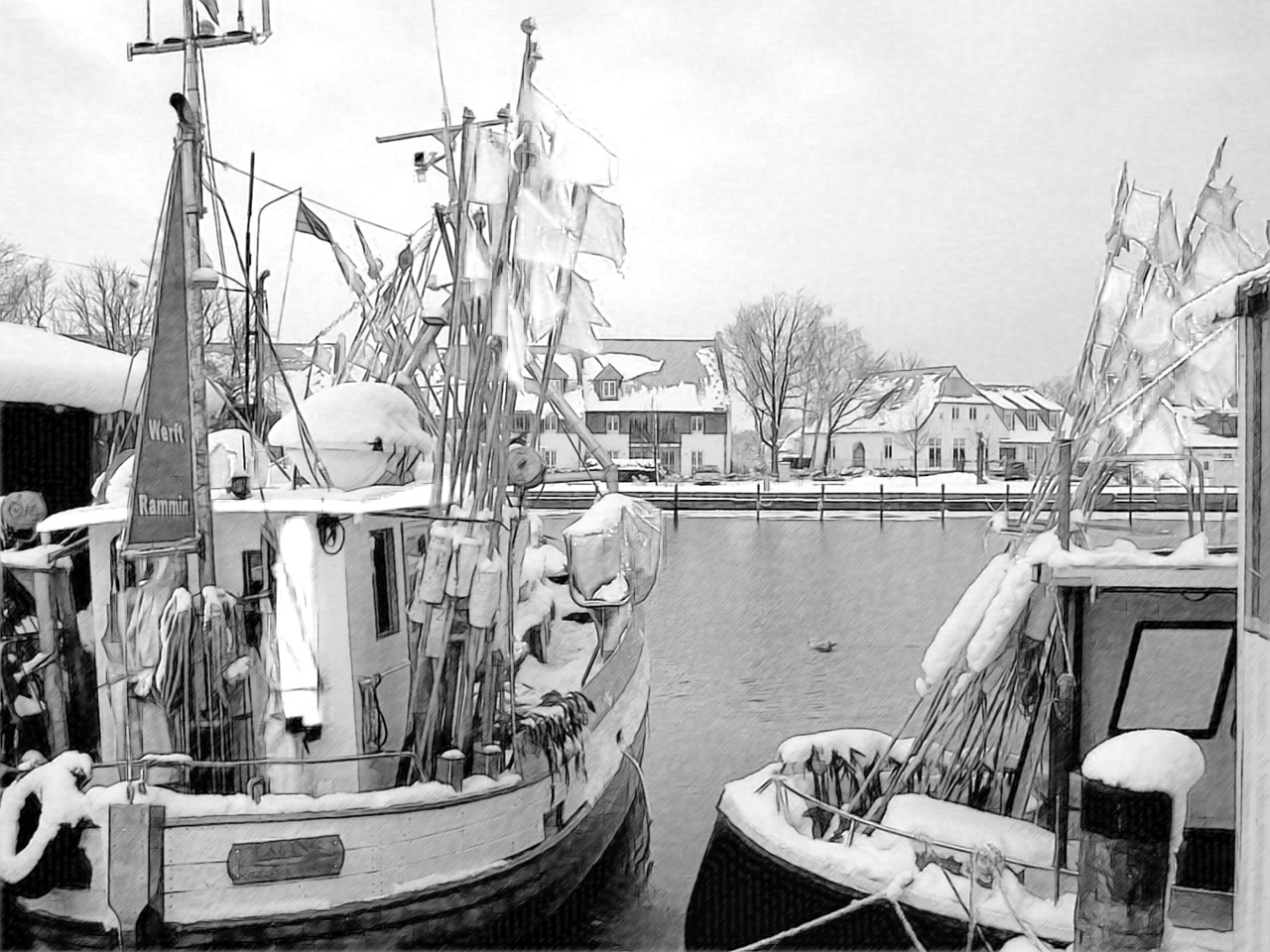 winter harbor boats free photo