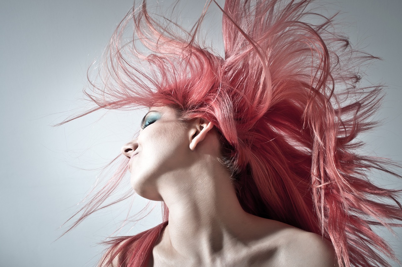 pink hair hairstyle women free photo