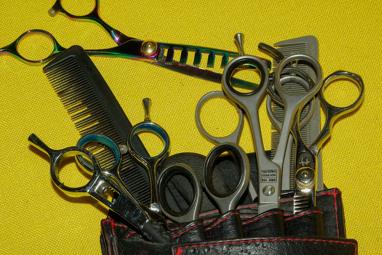 hairdresser scissors combs free photo