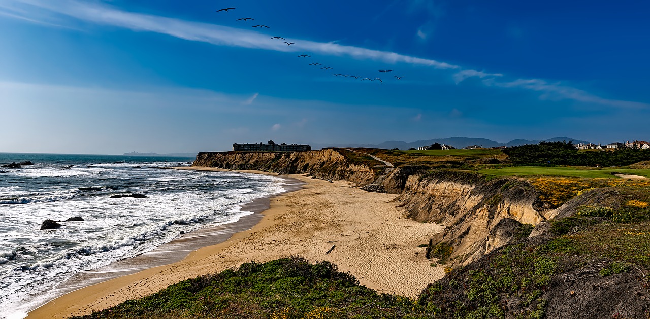 half moon bay california sea free photo