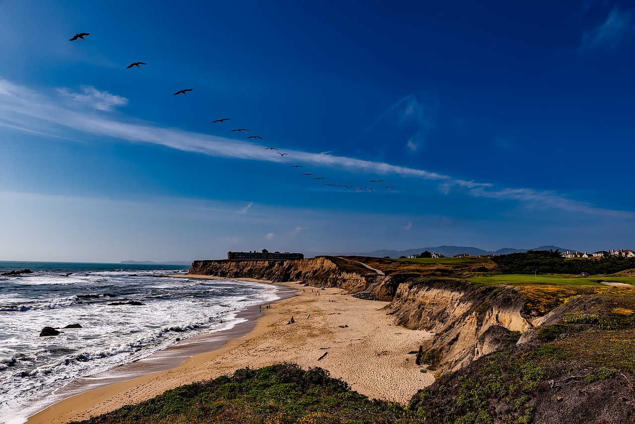 half moon bay california golf course free photo