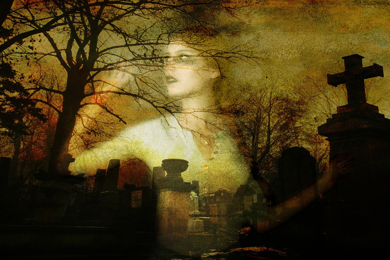 halloween ghost cemetery free photo