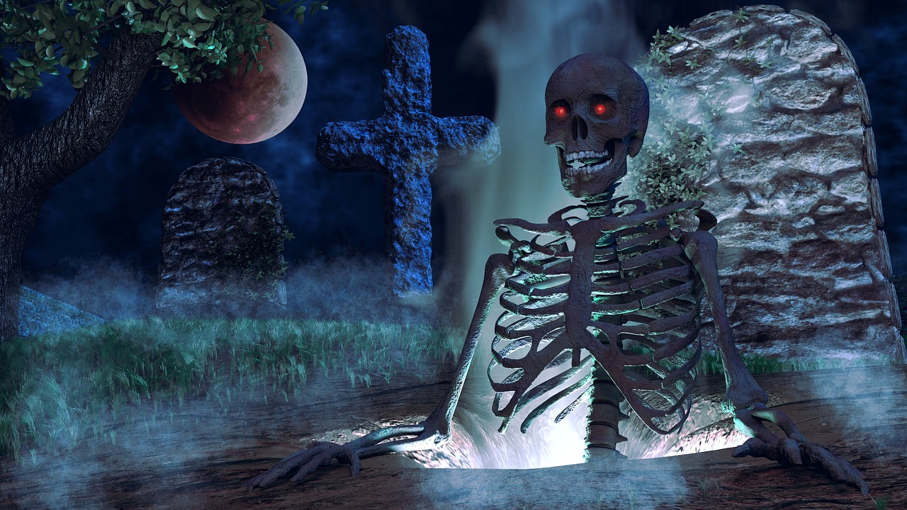 halloween skeleton cemetery free photo