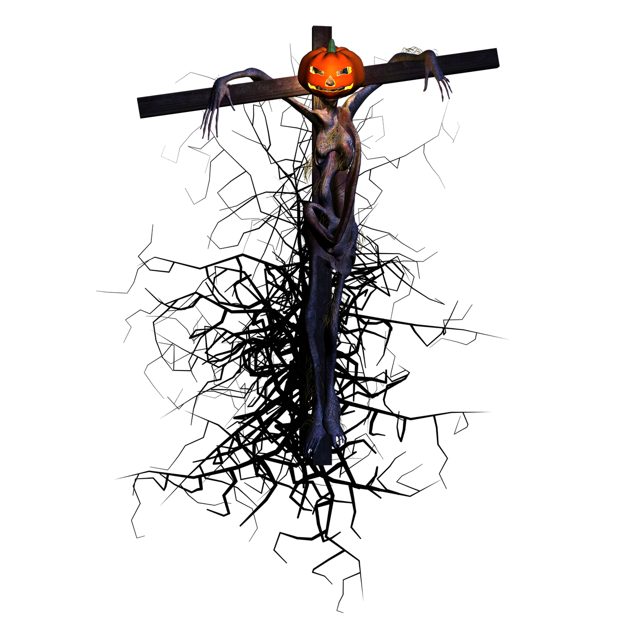 halloween scarecrow pumpkin free photo