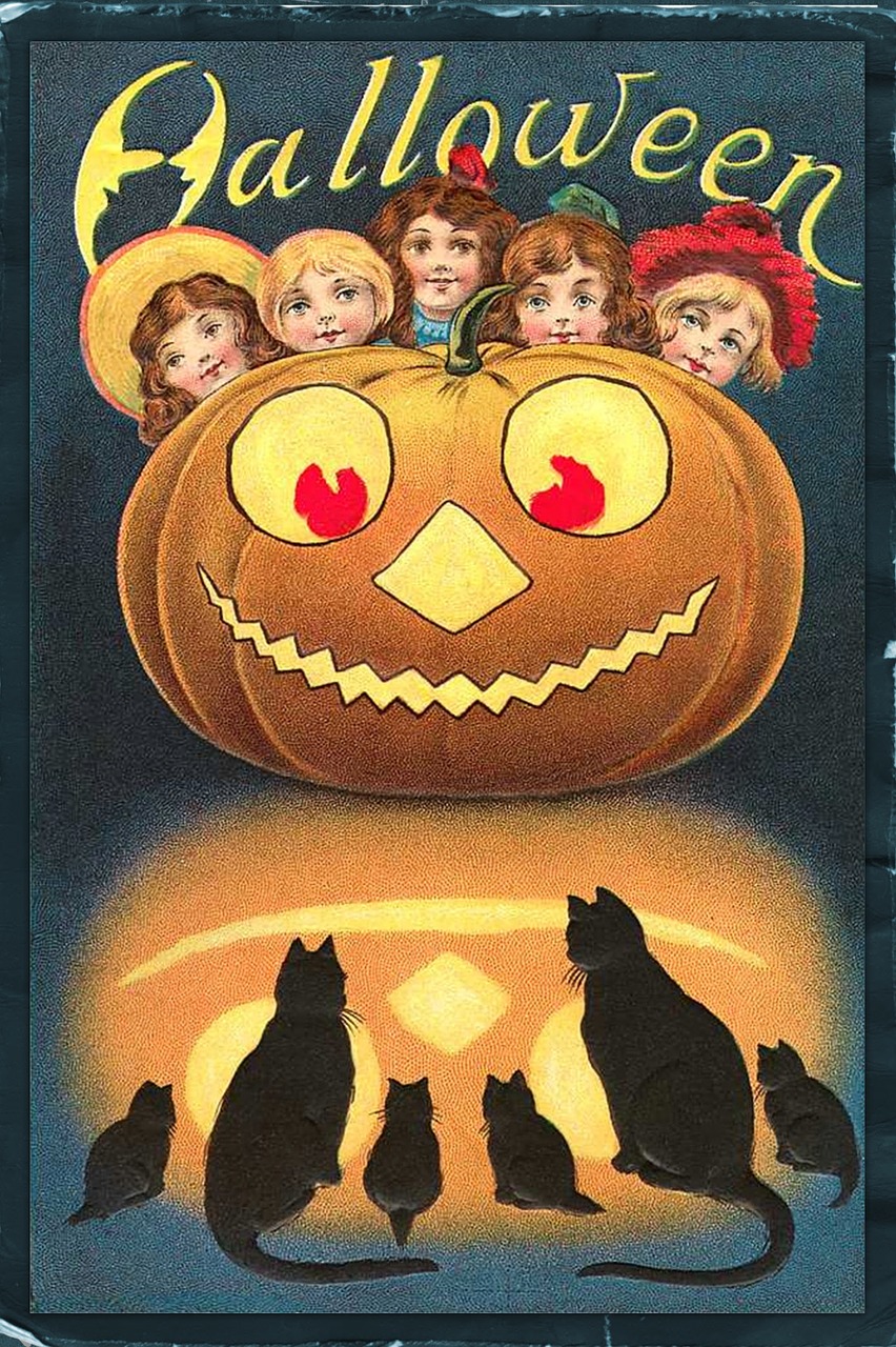 halloween vintage cats free photo