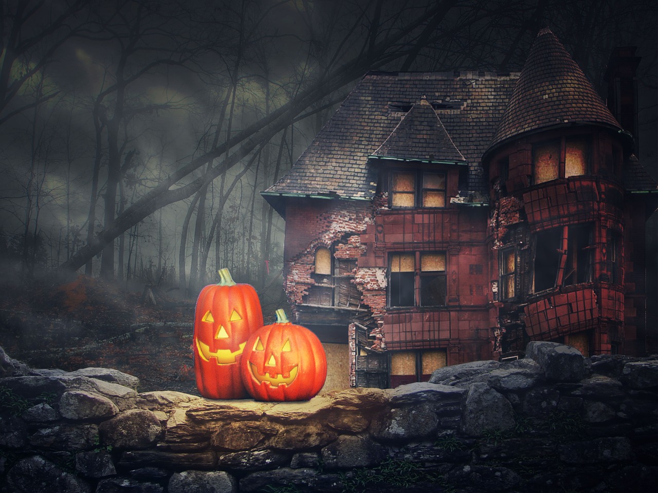 halloween pumpkin ghosts free photo