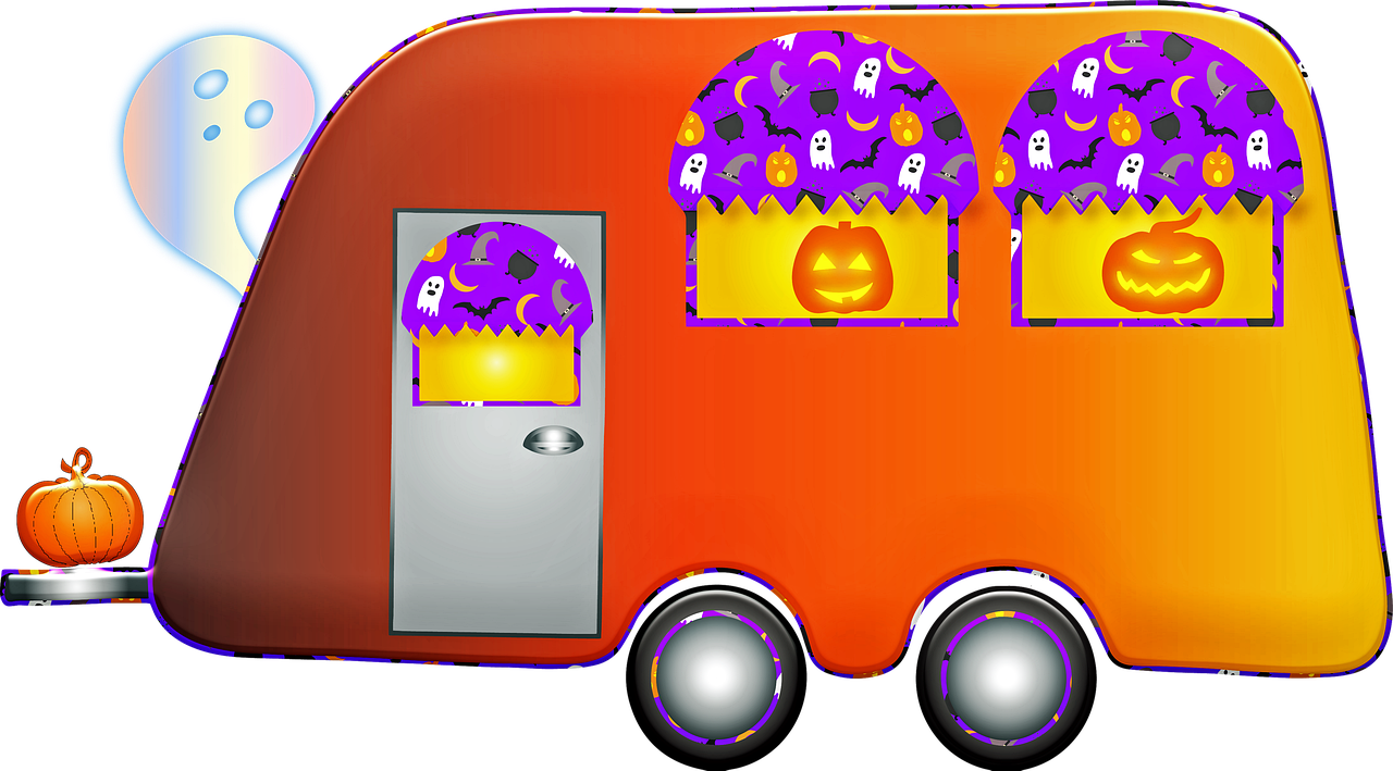 halloween travel trailer  halloween  ghost free photo