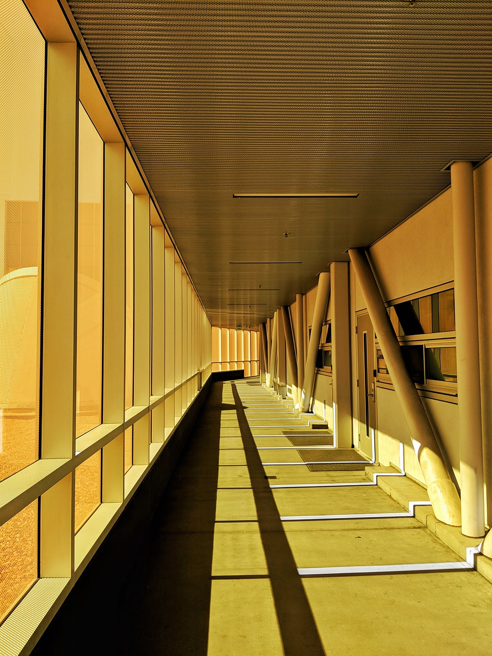 hallway  orange glass  afternoon free photo