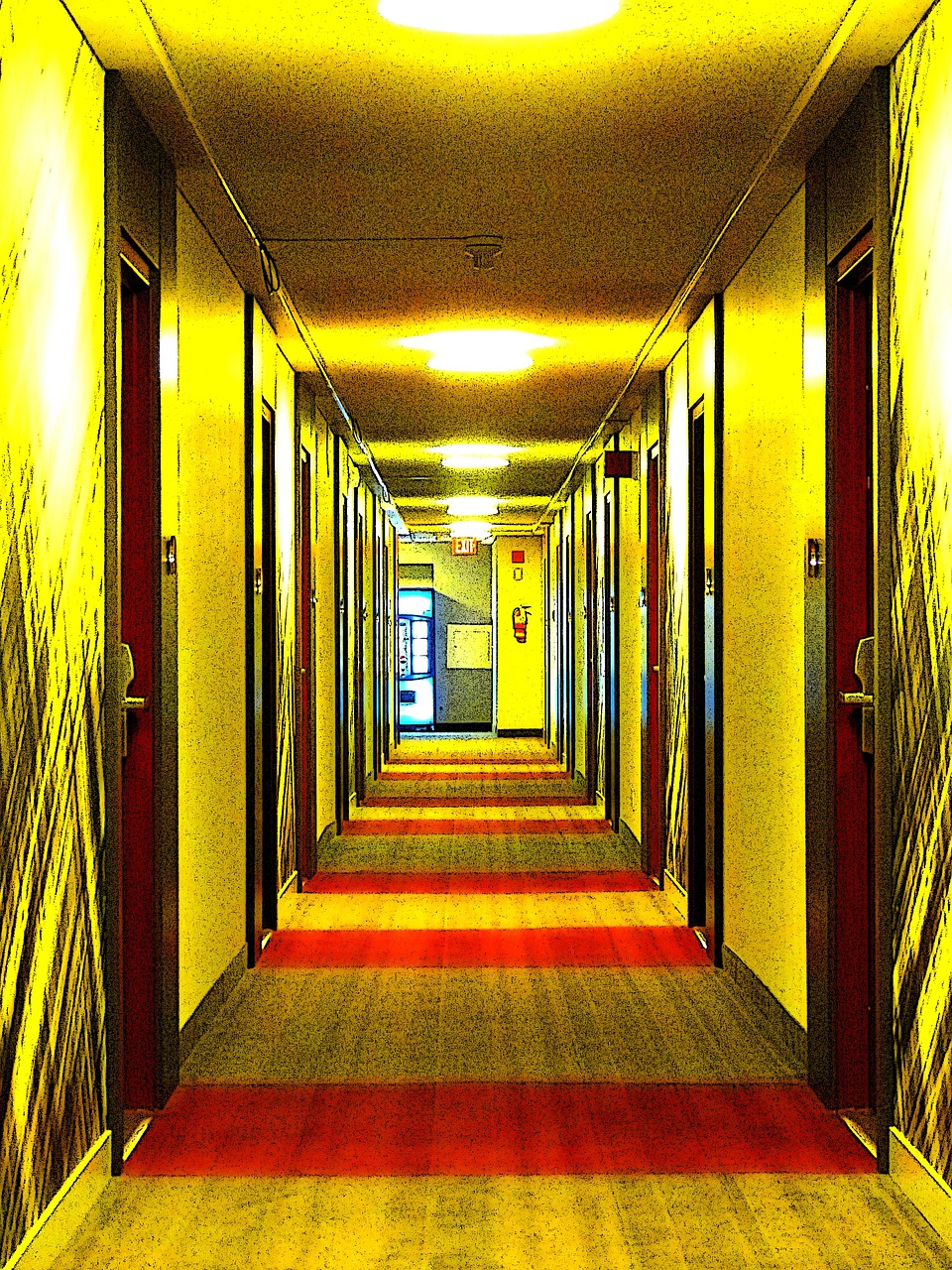hallway lightened hotel free photo