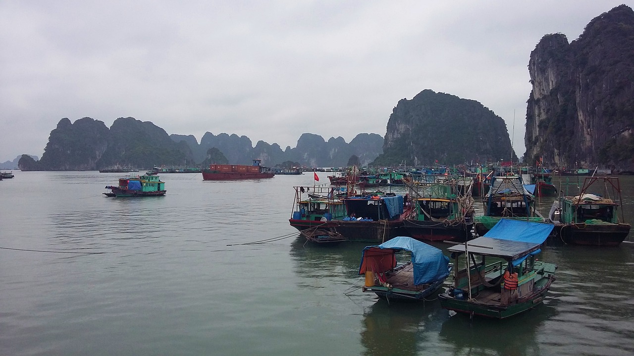 halong bay vietnam limestone free photo