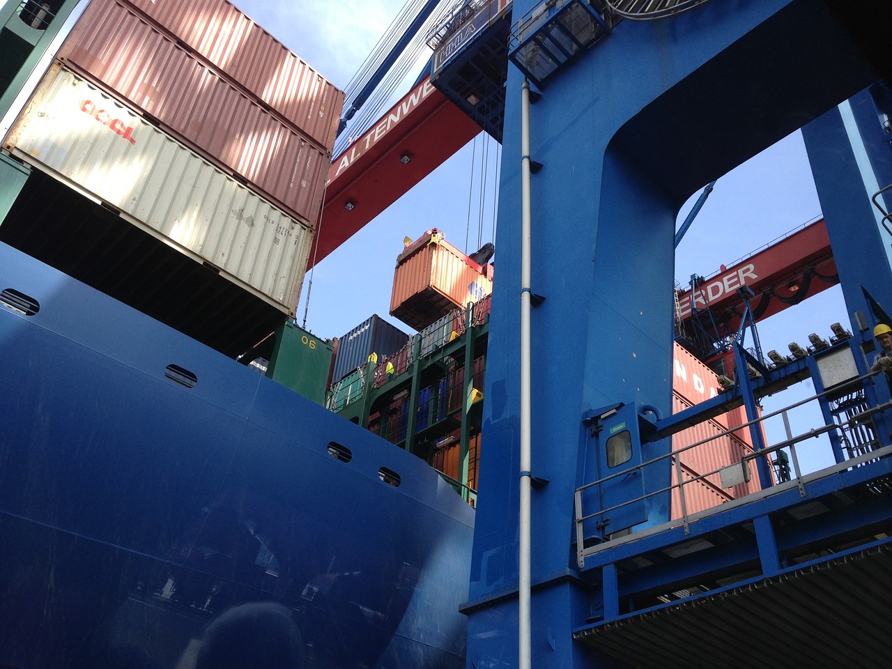 hamburg port container loading free photo