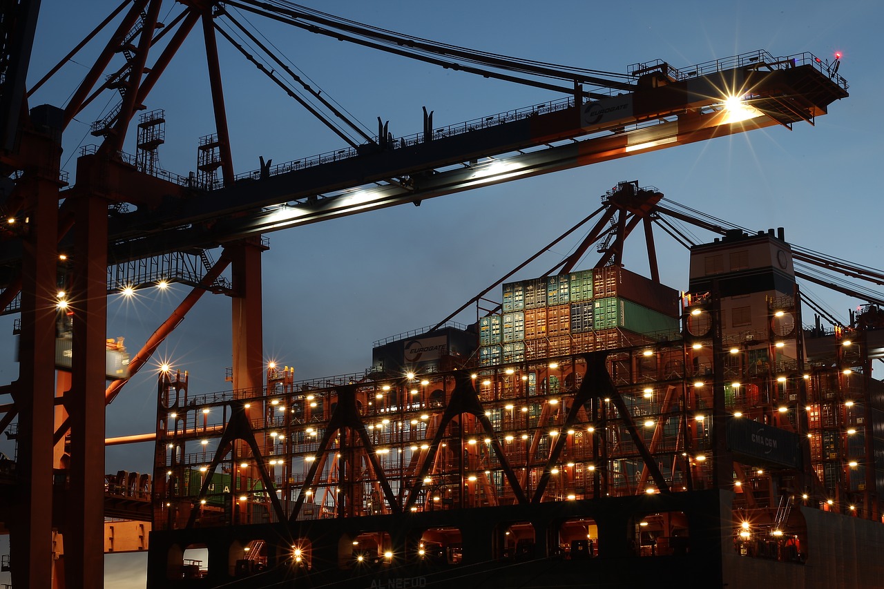 hamburg port cranes free photo