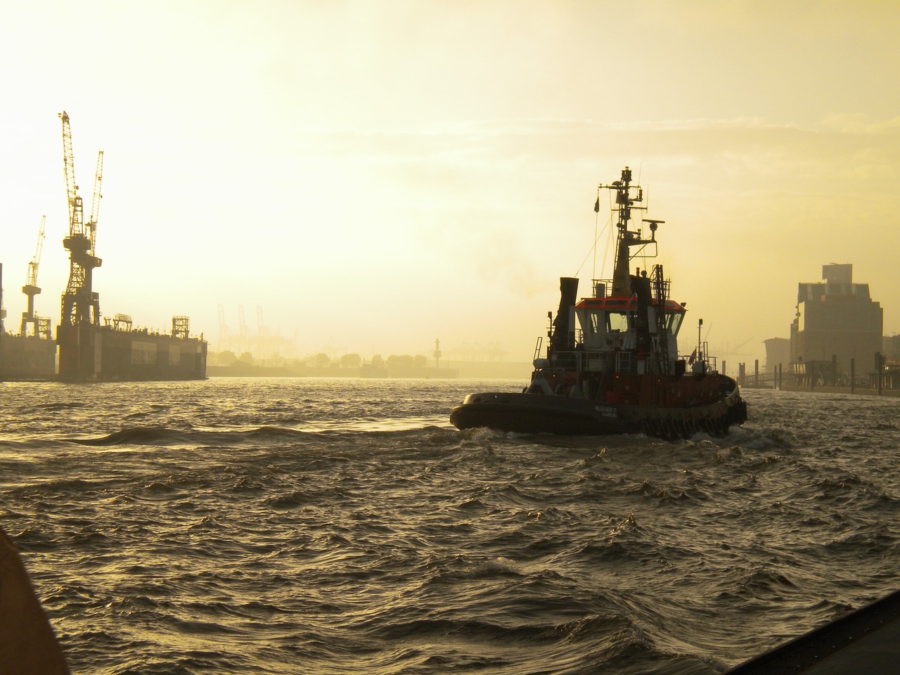 hamburg port twilight free photo