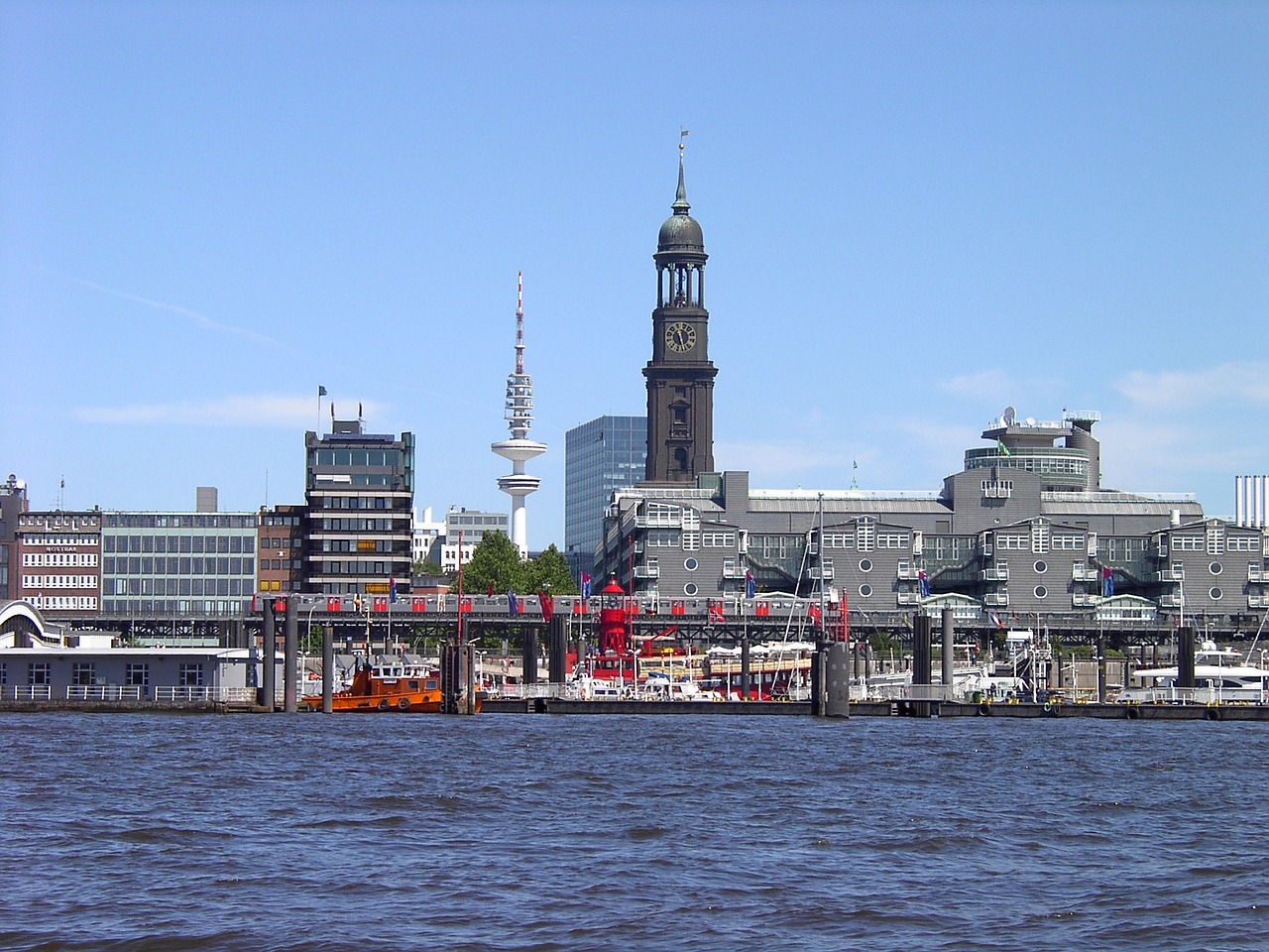 hamburg elbe port city free photo