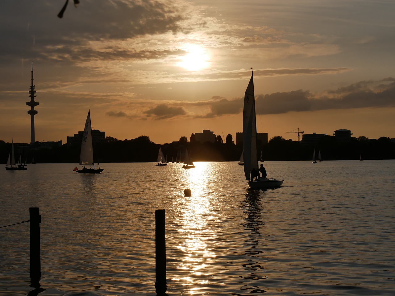 hamburg outer alster sunset free photo