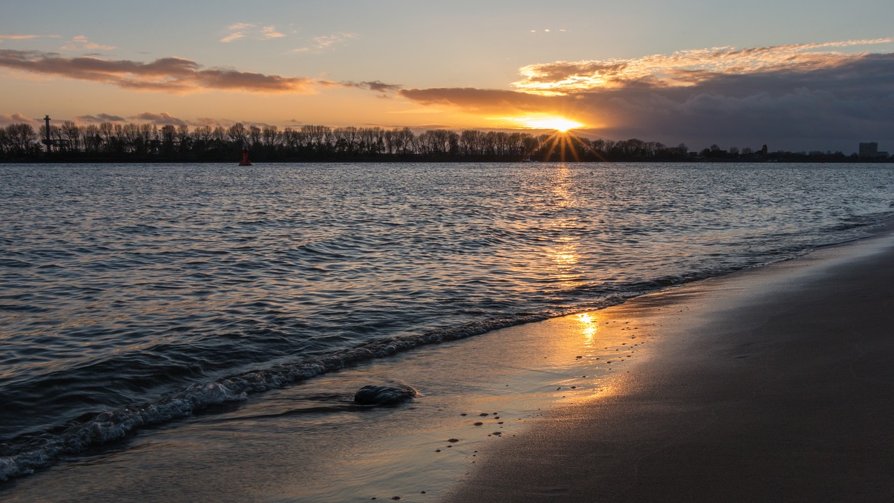 hamburg elbe evening free photo