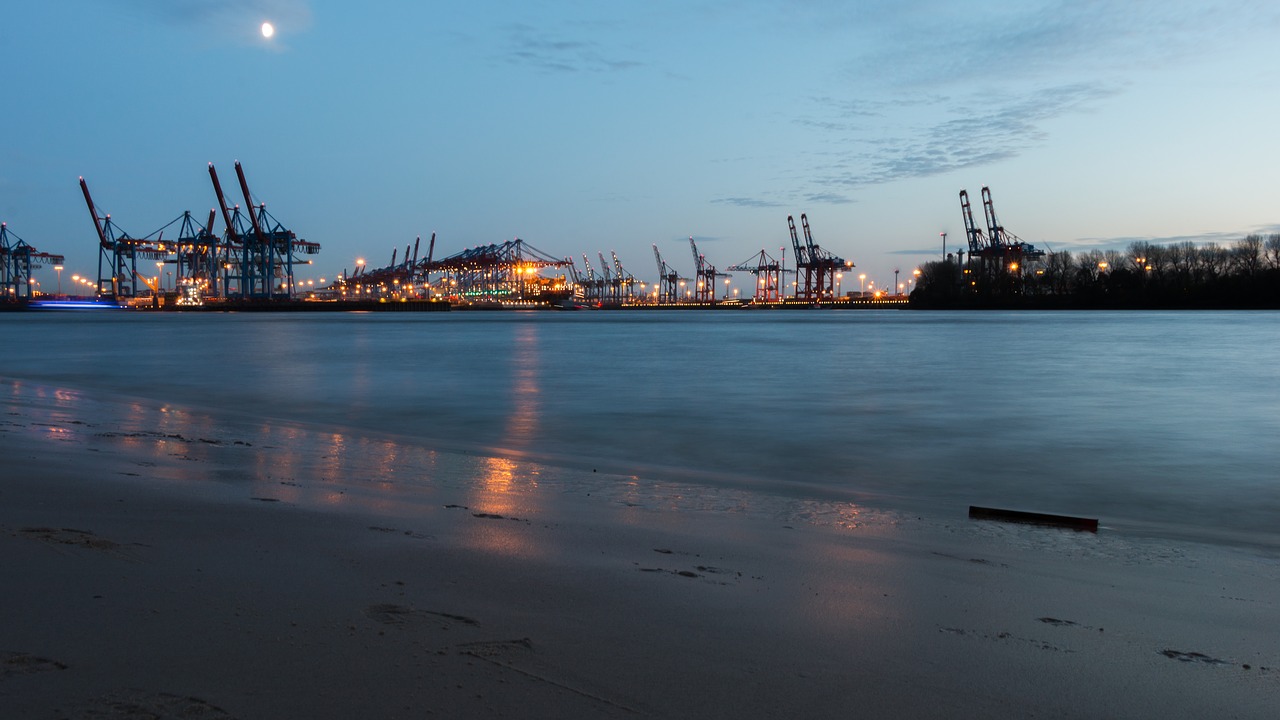 hamburg elbe evening free photo