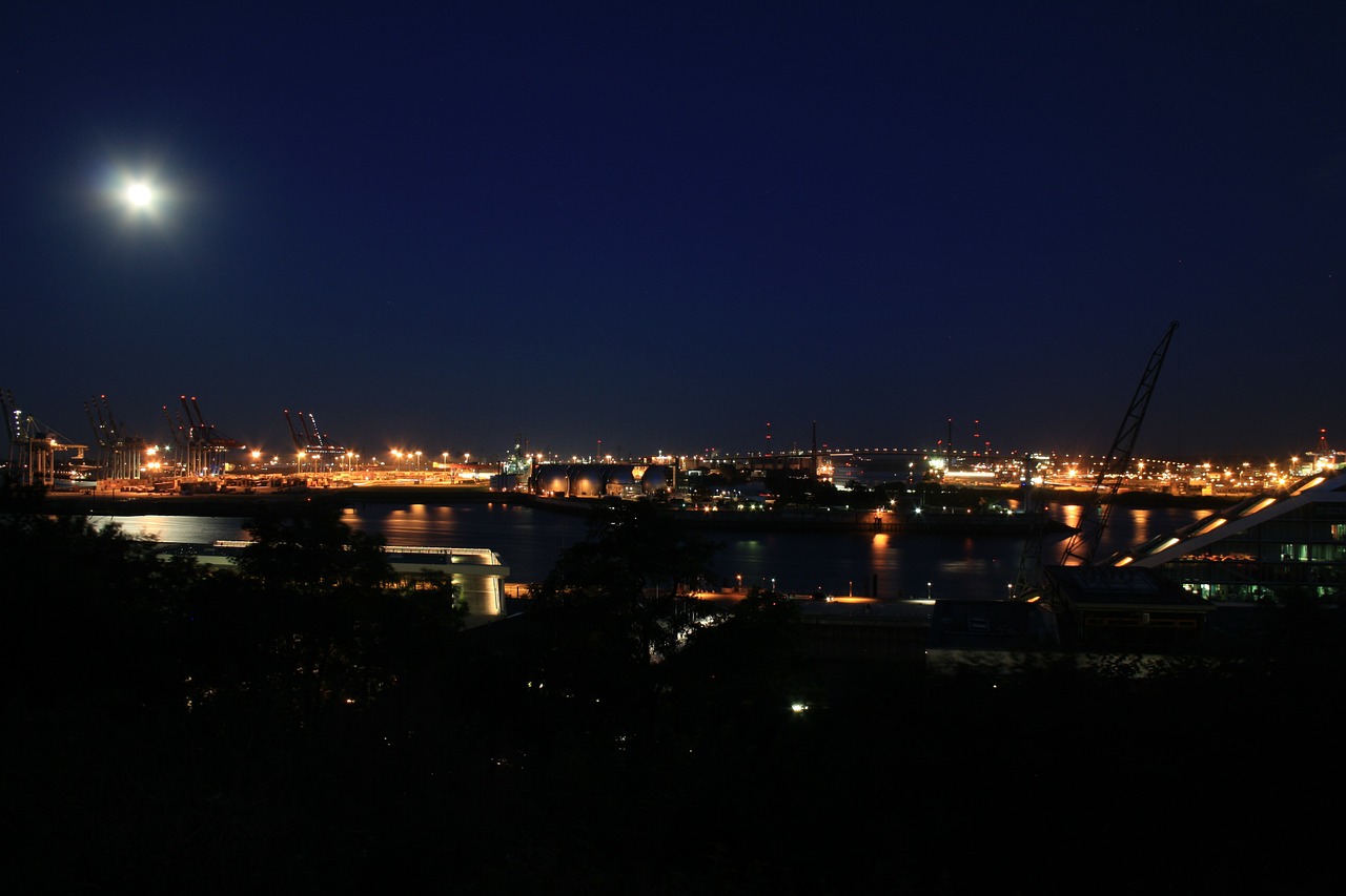 hamburg night köhlbrand bridge free photo