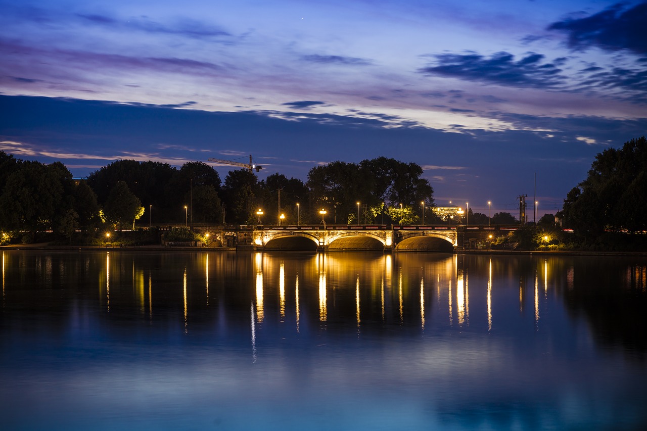 hamburg  bridge  twilight free photo