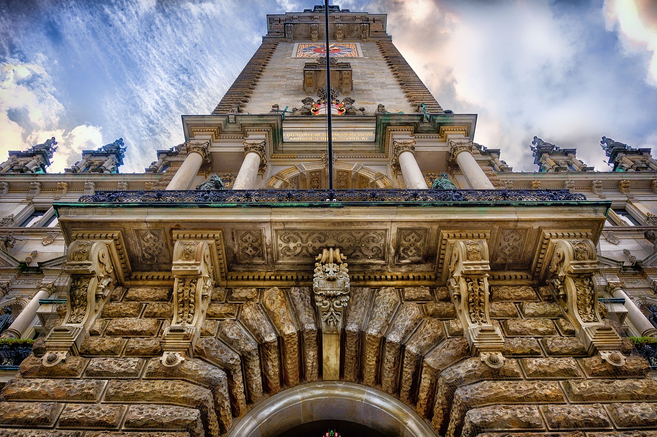 hamburg  town hall  clock tower free photo