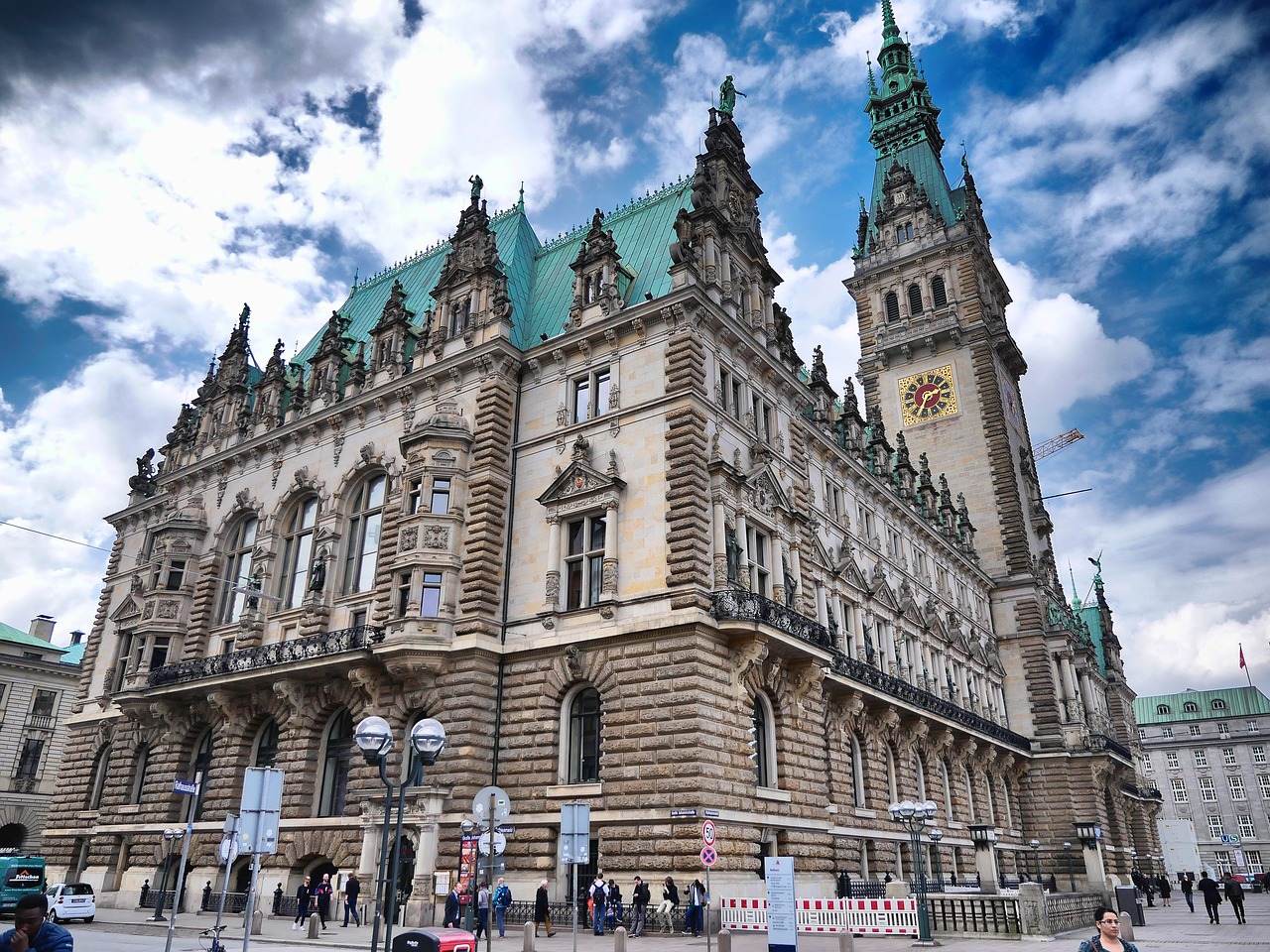 hamburg  town hall  sky free photo