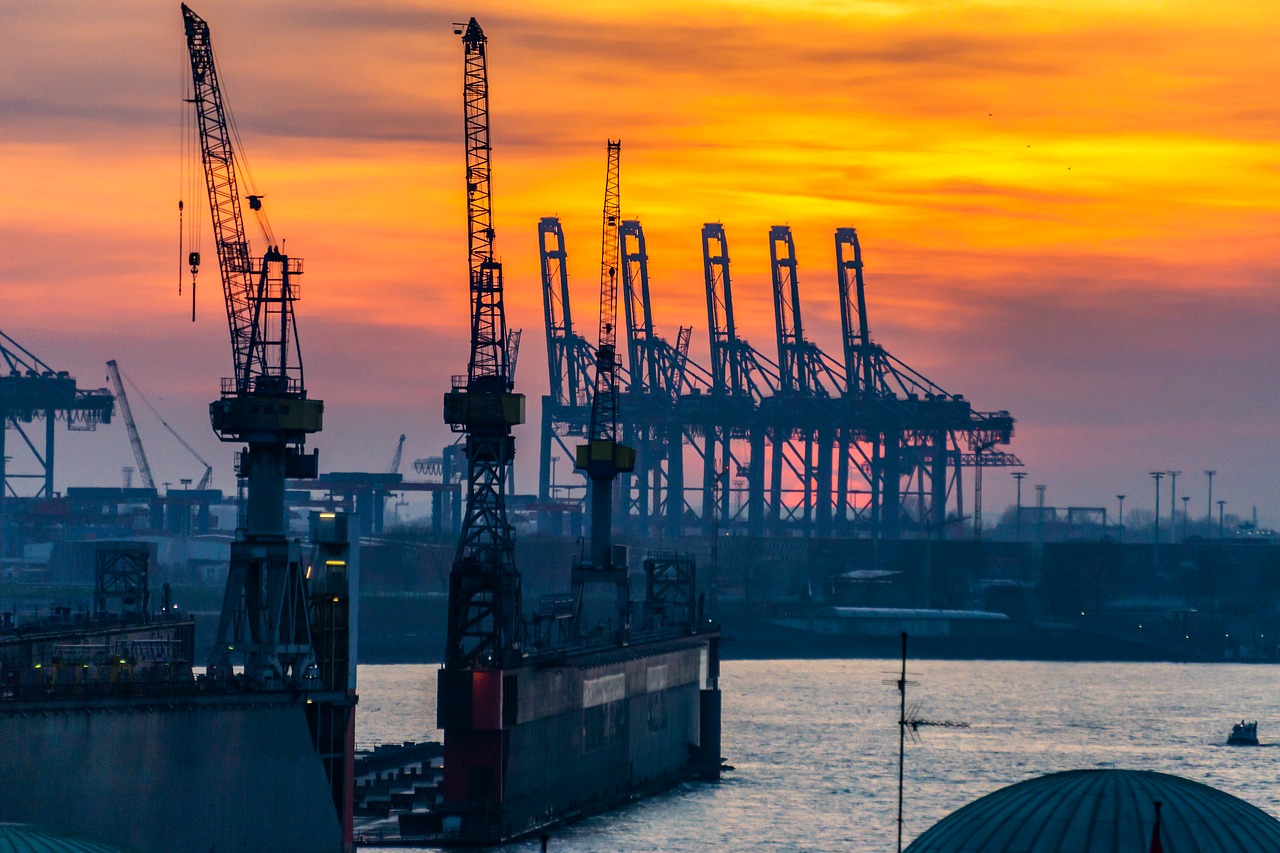 hamburg  elbe  sunset free photo