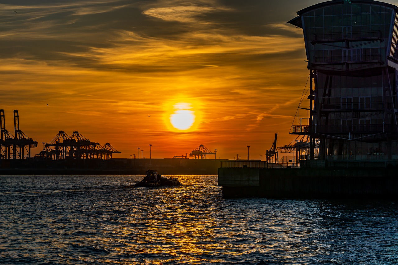 hamburg  elbe  sunset free photo