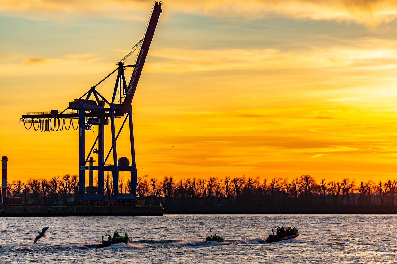 hamburg  elbe  sunset free photo