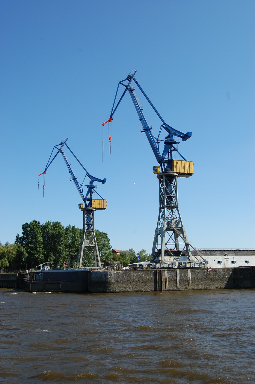 hamburg port cranes free photo