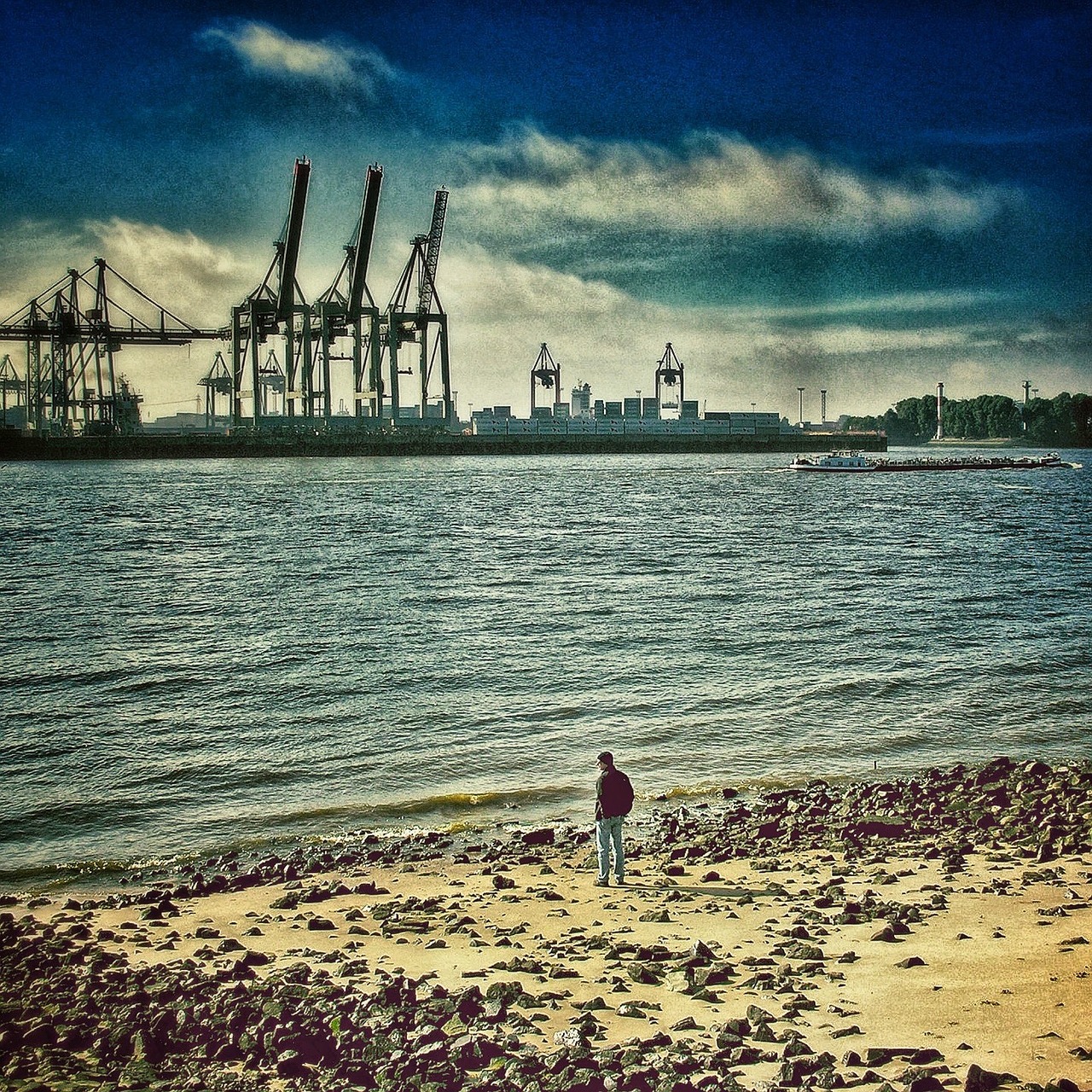 hamburg elbe container free photo