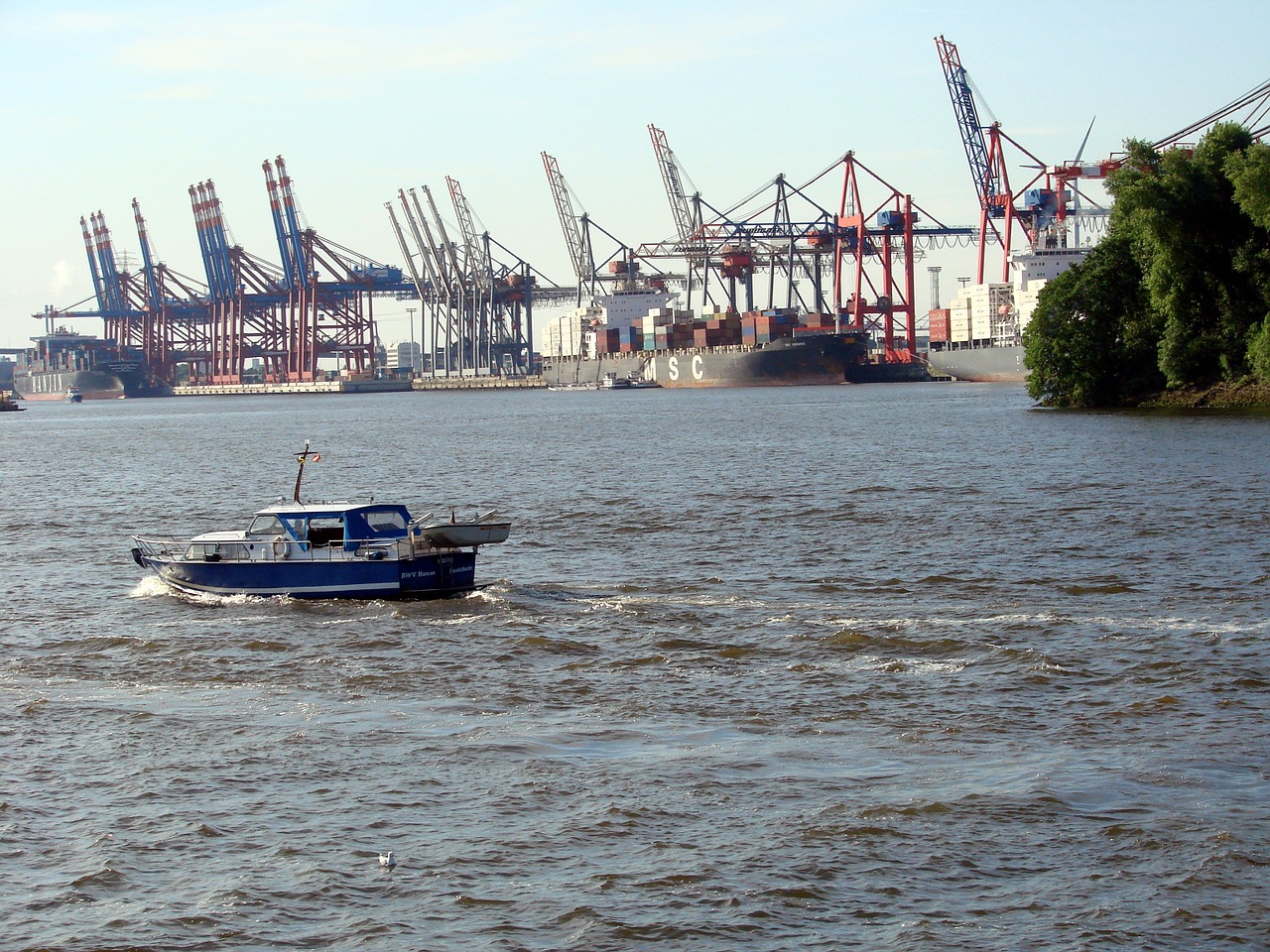 hamburg port container ship free photo