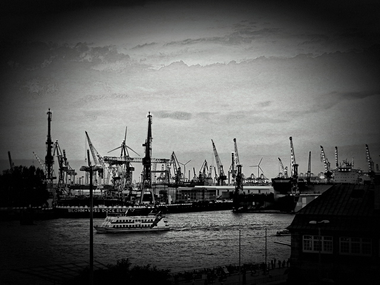 hamburg port ships free photo