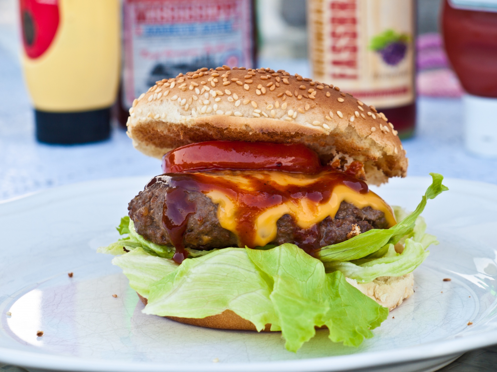 hamburger cheeseburger ketchup free photo