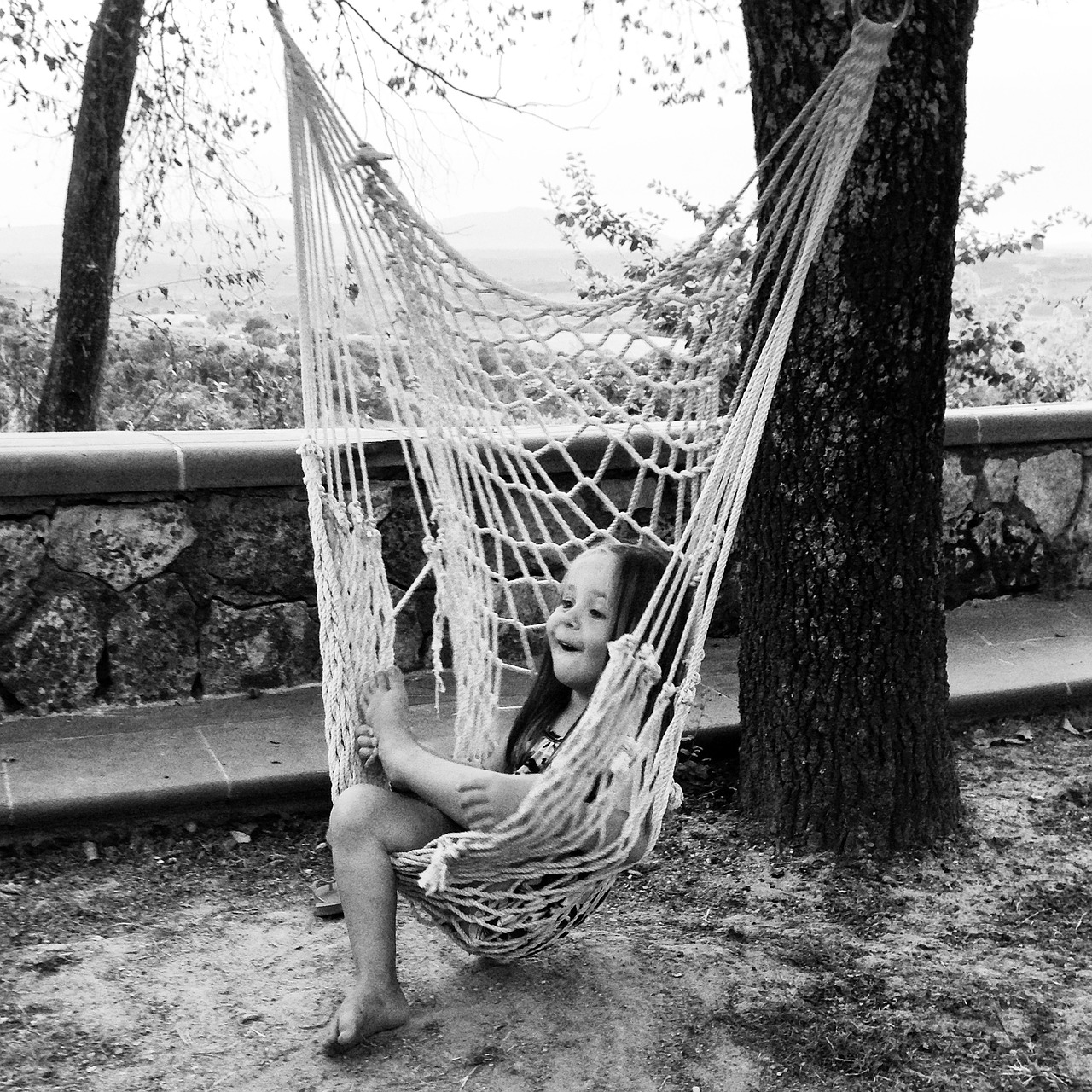 hammock girl black white free photo