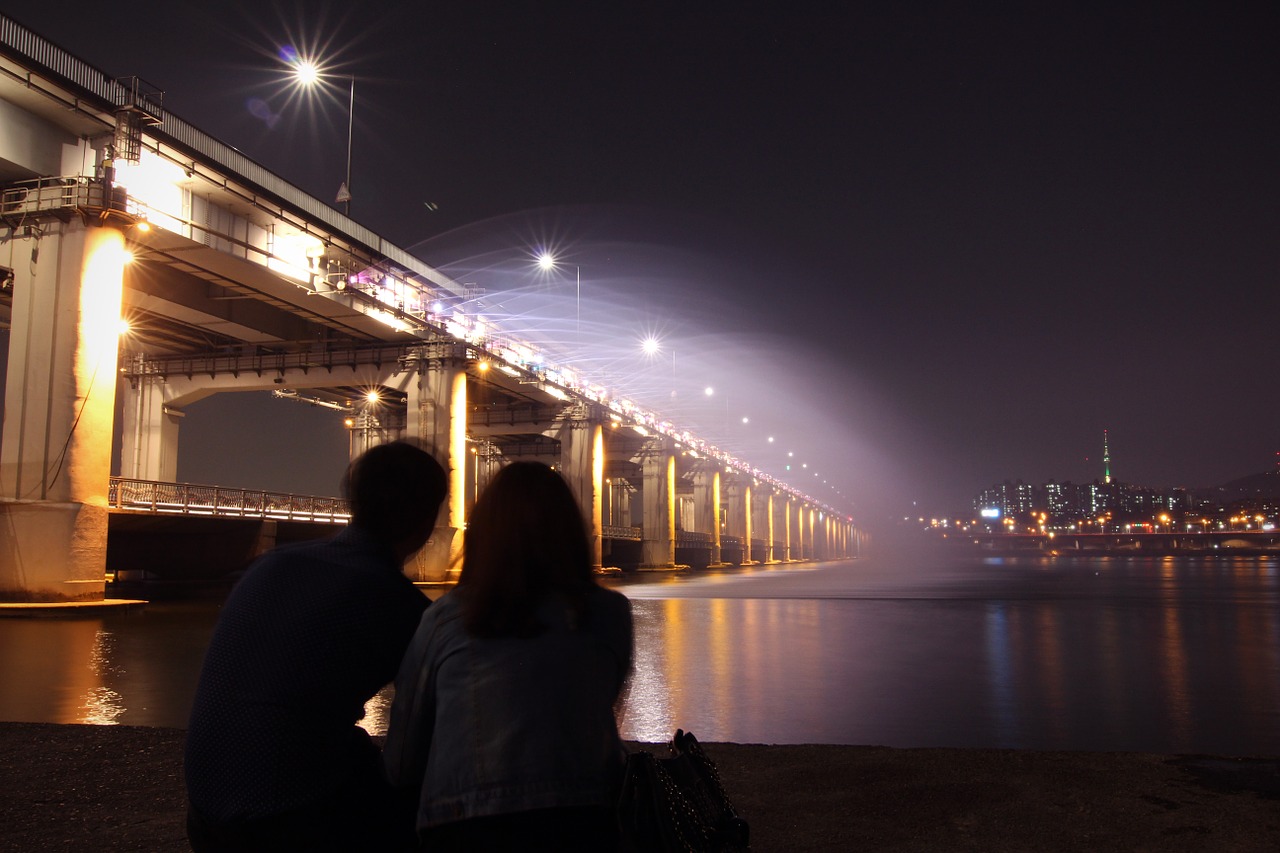 han river hannam bridge night view free photo