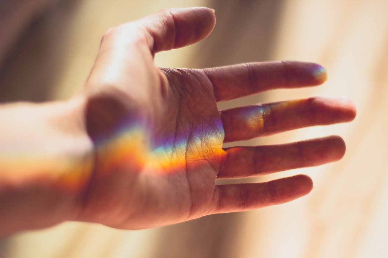 hand rainbow light free photo