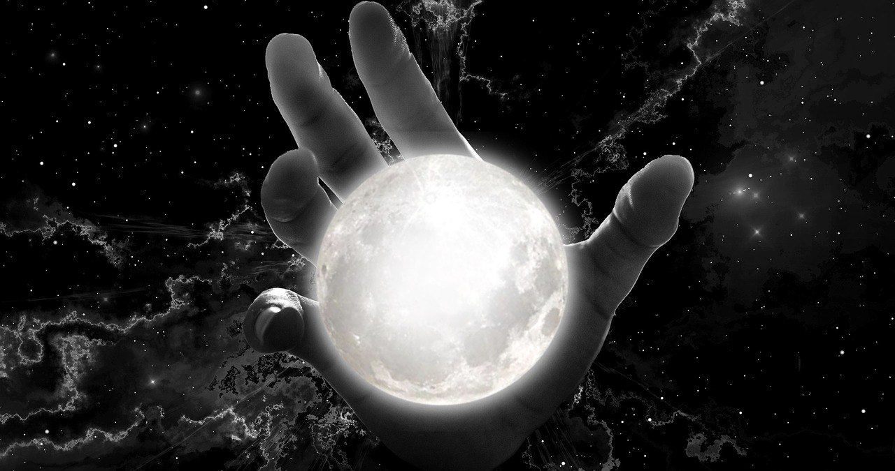 hand moon space free photo