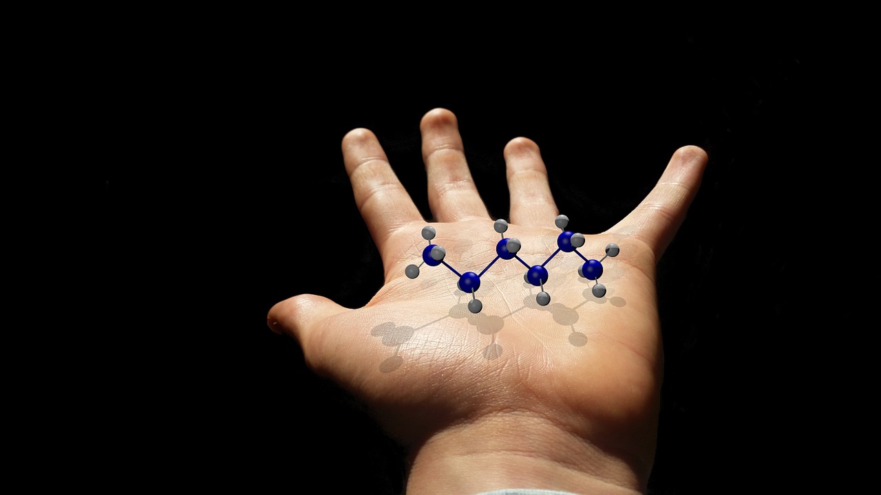 hand molecule chemistry free photo