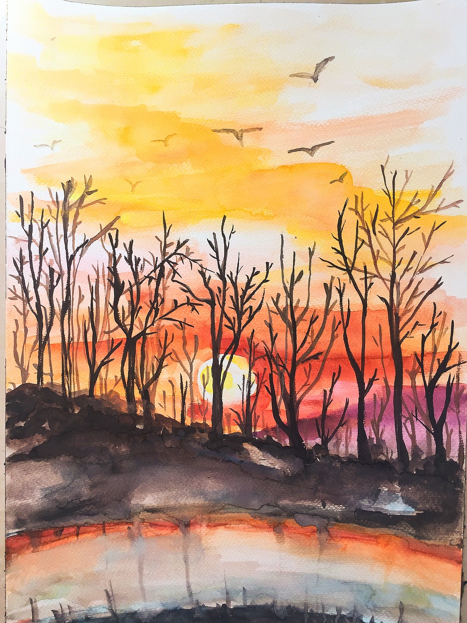 hand-painted watercolor the scenery free photo