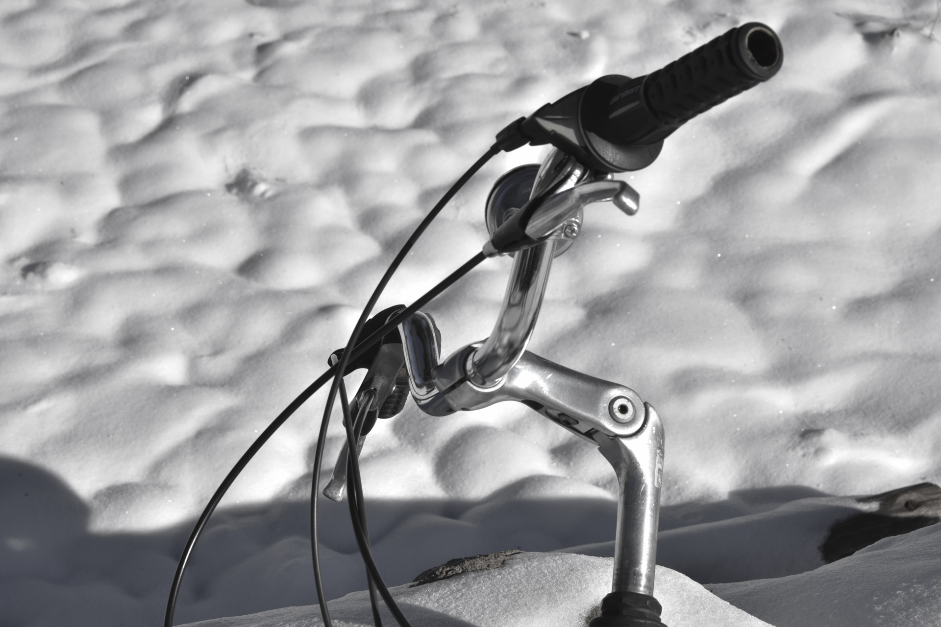 snow bicycle handlebars free photo
