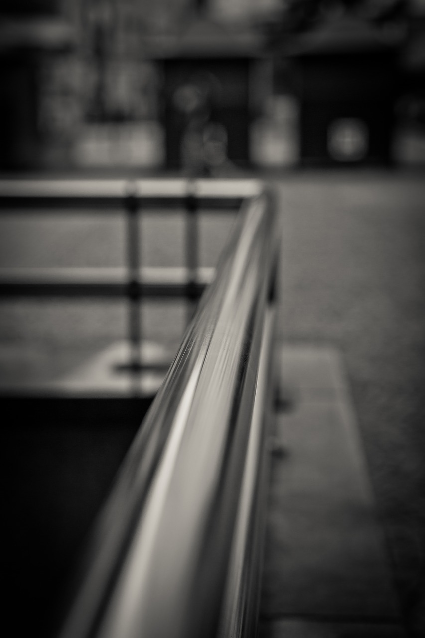 handrail black white metal free photo