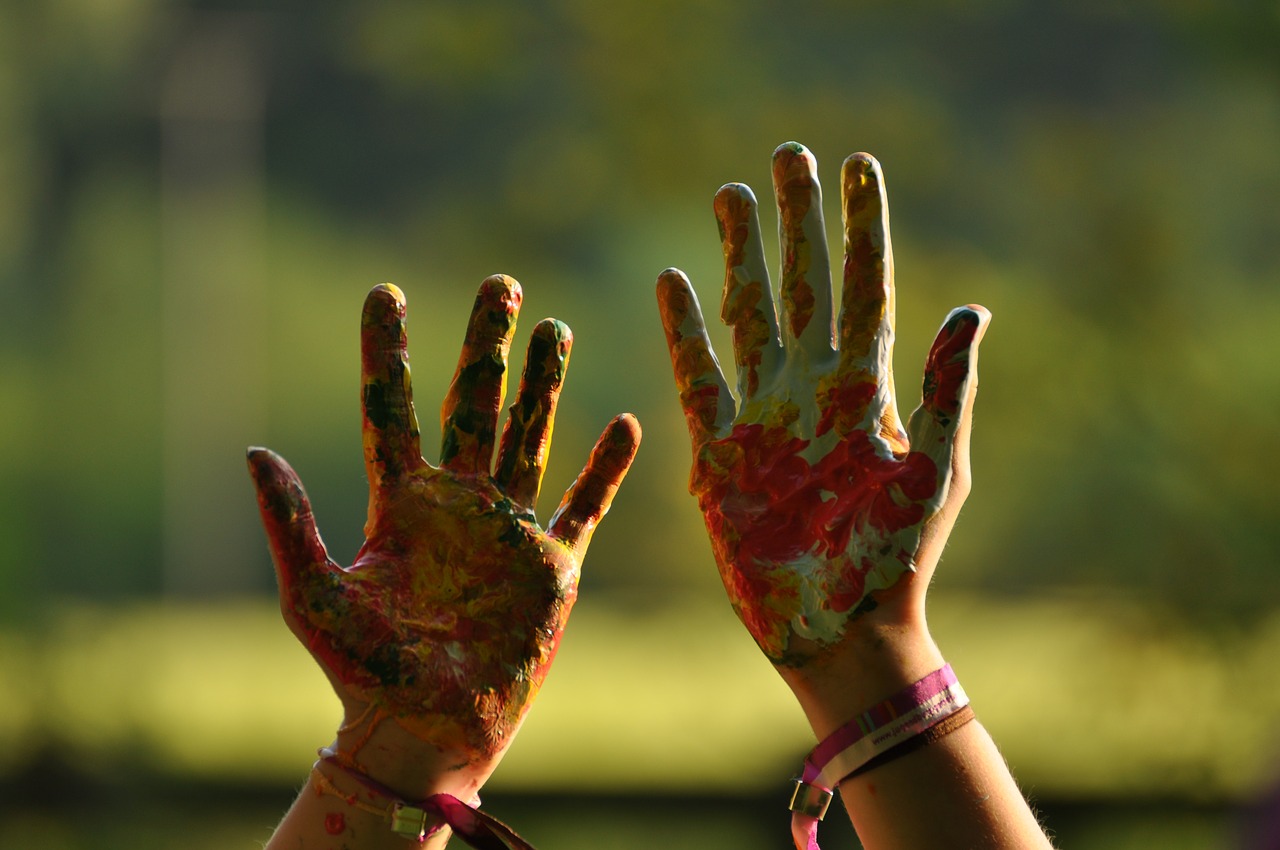 hands colorful fun free photo