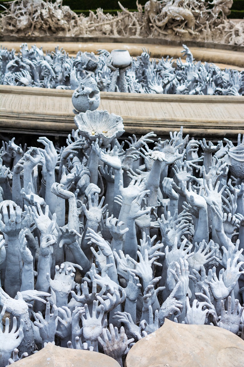 hands white temple chiang rai free photo